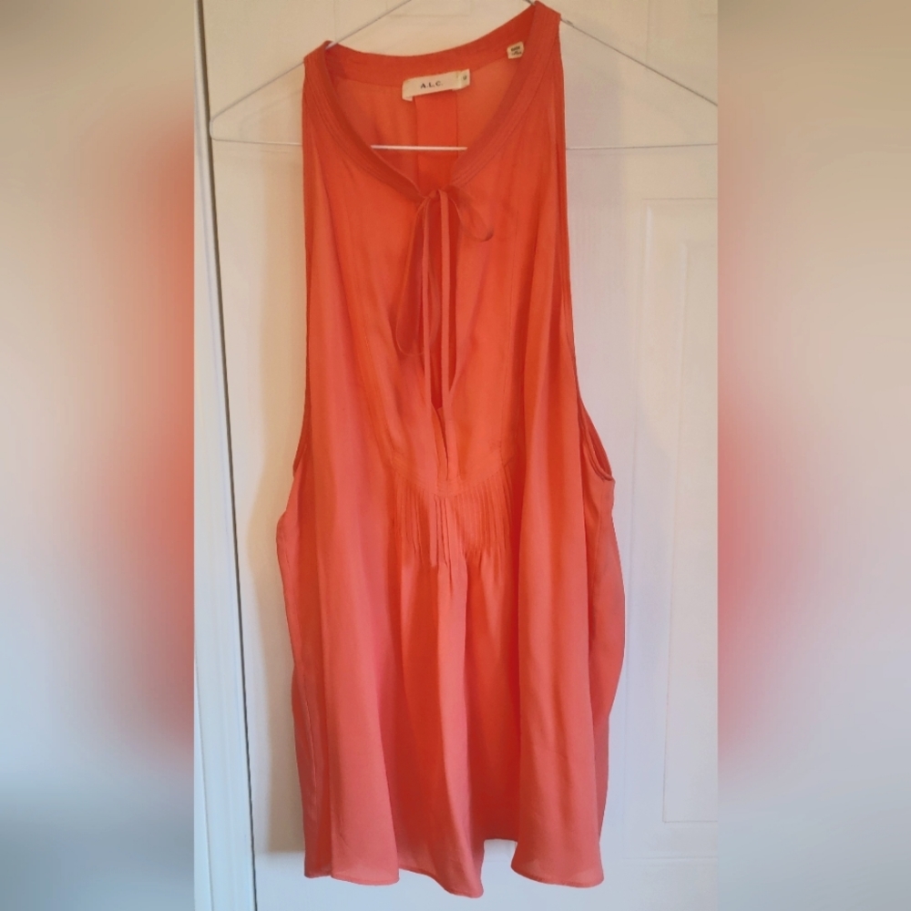 A.L.C. Coral Tie-Front Sleeveless Tank